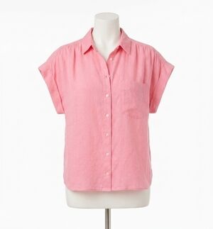 NEW XIRENA women's lexi cap sleeve poplin shirt in hot coral